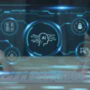 AI illustrated as hands on a keyboard and AI symbol showing.